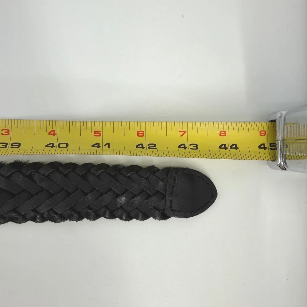 Surrey Braided Leather Belt Black Woven Stretch Casual Mens 42/44